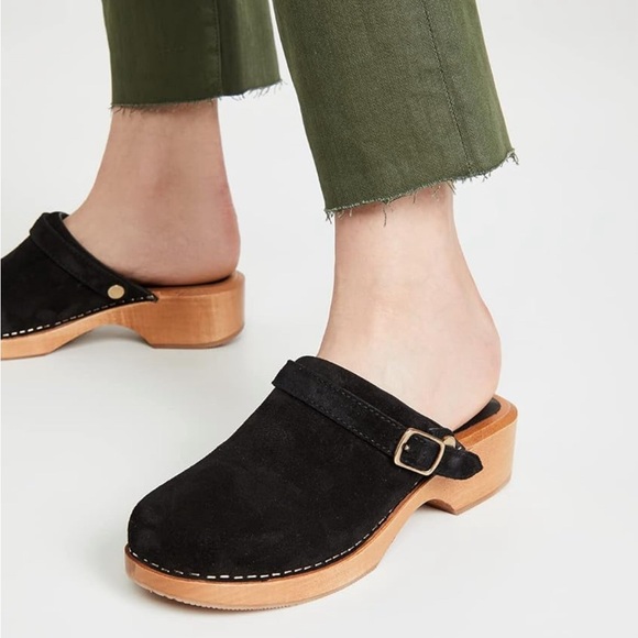 Re/Done Shoes - NEW RE/DONE Black Suede 70's Classic Clogs
